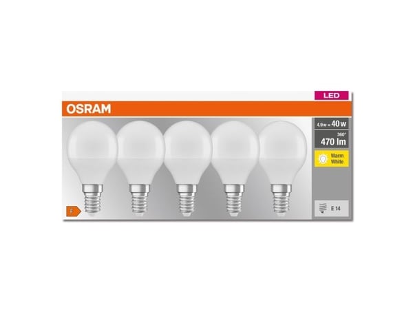 LED Krone 5W/827 E14 jäähdytyslevy matta - 5 kpl pakkaus
