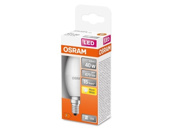 OSRAM STAR CLASSIC B - LED-lyspære - form: B37 - E14 - 5.5 W (ekvivalent 40 W) - klasse F - varmt hvitt lys - 2700 K