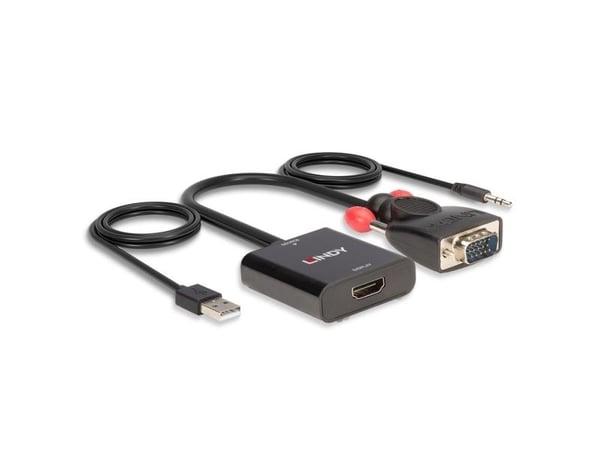 Lindy 38284, VGA (D-Sub) + 3.5mm, HDMI + USB, Hankjønn, Hunkjønn, Rett, Rett