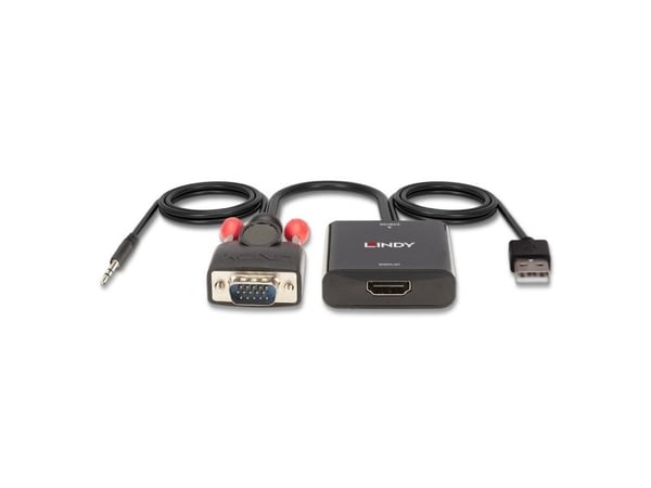 Lindy 38284, VGA (D-Sub) + 3.5mm, HDMI + USB, Hankjønn, Hunkjønn, Rett, Rett