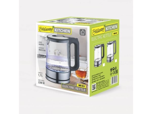 Vattenkokare MAESTRO MR-053-GRAY glas 1,7 l 2200 W (MR-053-GREY)