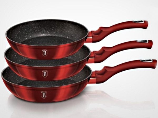 Berlinger Haus BH/1288NF, Frying set, Burgunder, Aluminium, Marmor, Gass, Halogen, Induksjon, 20 cm