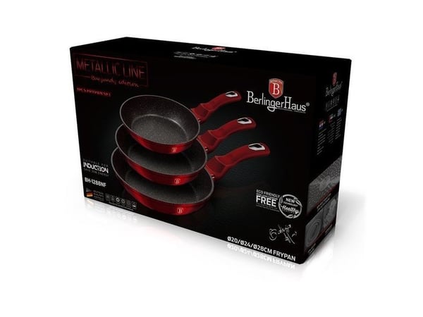 Berlinger Haus BH/1288NF, Frying set, Burgunder, Aluminium, Marmor, Gass, Halogen, Induksjon, 20 cm
