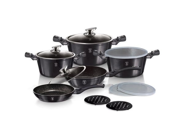 Berlinger Haus BH/6886, Mixed set, Grå, Aluminium, Marmor, Sort, Ergonomisk, Mykt grep