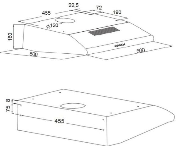 Liesituuletin kaapin alle AKPO WK-7 P 3050 BALTA (159,8 m3/h, 500mm, valkoinen)