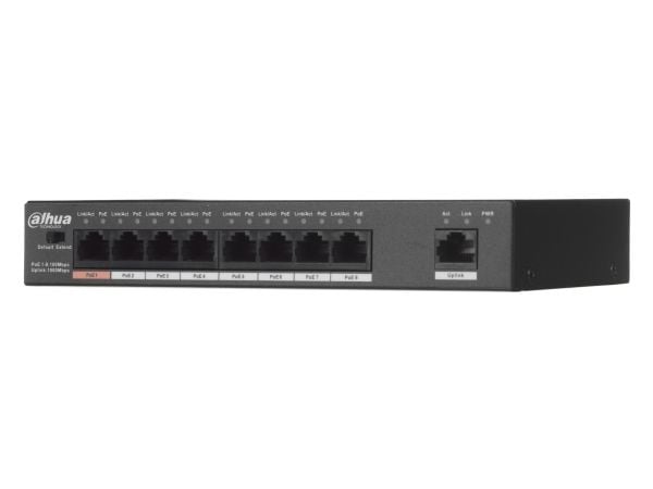 Dahua Technology PFS3009-8ET-96, Uhåndtert, L2, Fast Ethernet (10/100), Strøm over Ethernet (PoE)