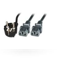 MicroConnect - Strömfördelare - ström CEE 7/7 (han) till ström IEC 60320 C13 - 3 m - sort