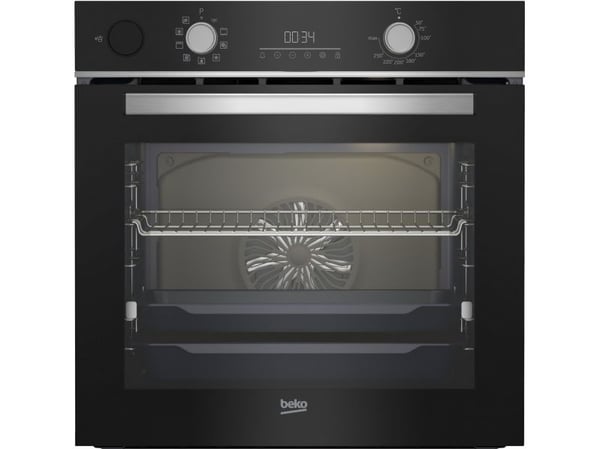 Beko BBIS18300XCSE, Sähköuuni, 5 hyllyä, Kiinteä, Musta, Ruostumaton teräs, Painikkeet, Rotaatio, Emali