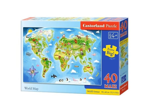 Castorland puslespill 40 brikker Maxi verdenskart