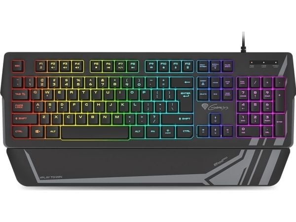 GENESIS Rhod 350 RGB, Koblet med ledninger (ikke trådløs), USB, Membrannøkkelbryter, QWERTY, RGB LED, Sort
