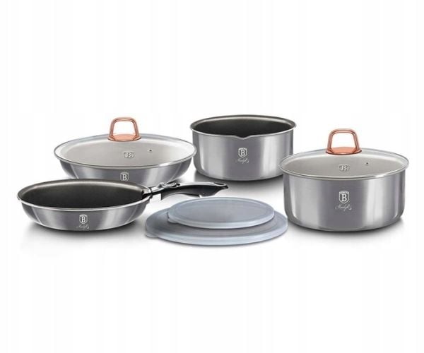 Berlinger Haus BH/7040, Mixed set, Grå, Aluminium, Titan, Ergonomisk, Mykt grep, Gass, Halogen, Induksjon