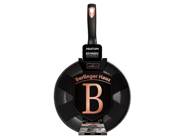 Berlinger Haus BH/1634N, Rund, All-bruk panne, Sort, Aluminium, Keramisk, Gass, Halogen, Induksjon, 24 cm