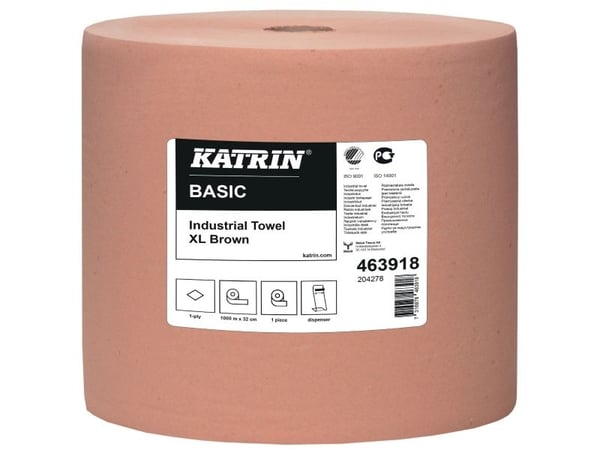 Torkrulle Industri Katrin Basic 1-lagers Ø37cm B32cm x L1000m Återvunnen Brun, 1 rulle
