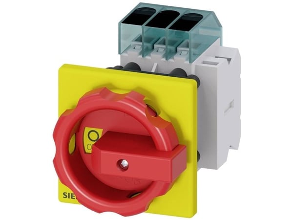Siemensin kuormakytkin, punainen, keltainen, 3-napainen, 16 mm², 63 A, 1 sulkeva kosketin, 1 avaava kosketin, 690 V/AC, 3LD34541TK53, 3P, IP65, 60 ...