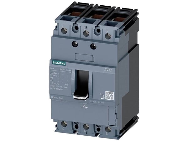 Siemens 3VA1040-2ED36-0AA0 Strömbrytare 1 st Inställningsområde (ström): 40 - 40 A Kopplingsspänning (max.): 690 V/AC (B x H x D) 76,2 x 130 x 70 mm