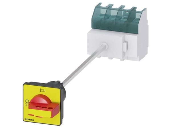 Siemensin kuormakytkin, punainen, keltainen, 4-napainen, 35 mm², 63 A, 690 V/AC, 3LD25171TL13, 4P, IP65, 91 mm, 110 mm, 450 mm, 95 mm