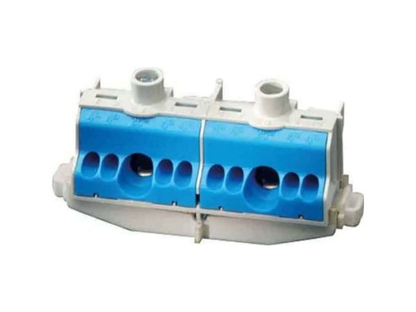 Hensel N-kabelskena på DIN-skena 80A 2x25mm2 + 8x4 mm2 Cu blå/grå FC N 10 (26001204)