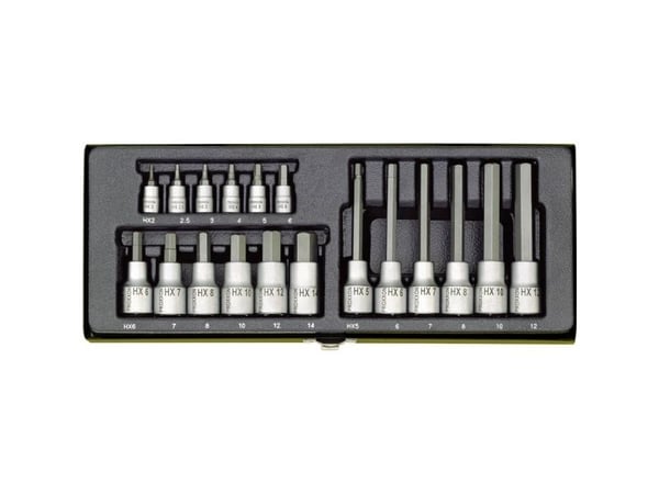 Proxxon 23 100, 18 stykker, 2,2.5,3,4,5,6,7,8,10,12 mm, 25,4 / 4 mm (1 / 4"), Boks