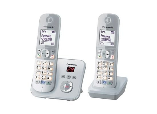 Panasonic KX-TG6823 - Trådløs telefon DECT - perlesølv + 2 ekstra telefonrør (Tysk model, telefonsvarerfunktionen virker ikke i DK/SE)