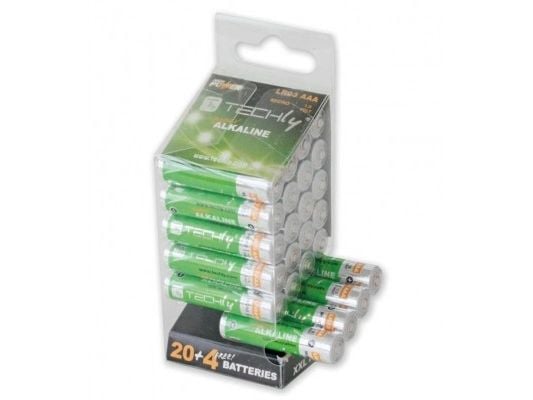 Techly LR03 AAA 1.5V, Engangsbatteri, AAA, Alkalinsk, 1,5 V, 24 stykker, Flerfarget