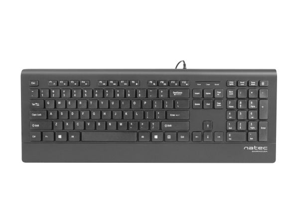 NATEC Barracuda, Full størrelse (100 og), Koblet med ledninger (ikke trådløs), USB, Membrannøkkelbryter, QWERTY, Sort