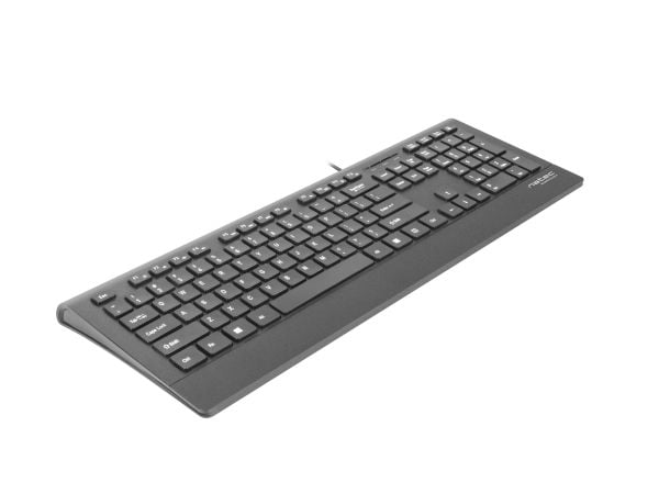 NATEC Barracuda, Full størrelse (100 og), Koblet med ledninger (ikke trådløs), USB, Membrannøkkelbryter, QWERTY, Sort