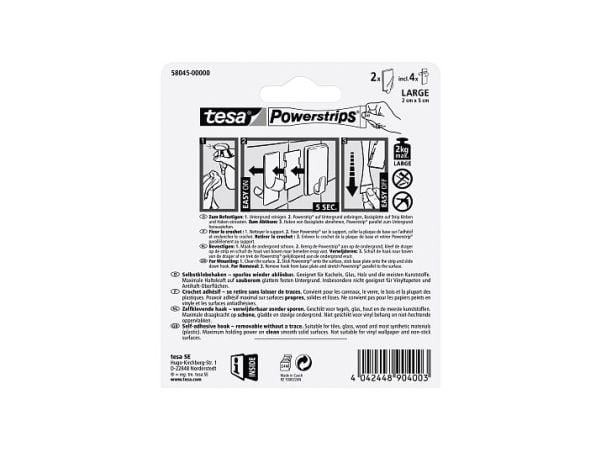tesa POWERSTRIPS® Erilaiset kiinnitystarvikkeet Valkoinen Sisältö: 2 kpl