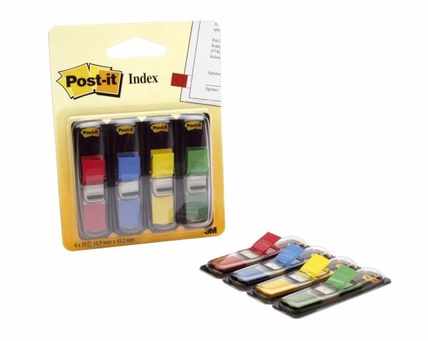 Post-It Flags, Primary Colors, 1/2 in Wide, 35/Dispenser, 4 Dispensers/Pack, Blå, Grønn, Rød, Gult, 35 Red, 35 Blue, 35 Yellow, 35 Green, 12 mm, 12...