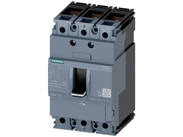 Siemens 3VA1040-4ED32-0AA0 Strömbrytare 1 st Inställningsområde (ström): 40 - 40 A Kopplingsspänning (max.): 690 V/AC (B x H x D) 76,2 x 130 x 70 mm