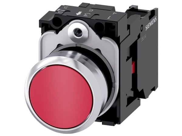 Siemens 3SU1150-0AB20-1CA0, Metall, Plast, Svart, Röd, Silver, 500 V, 30 mm, 60,7 mm, 40 mm