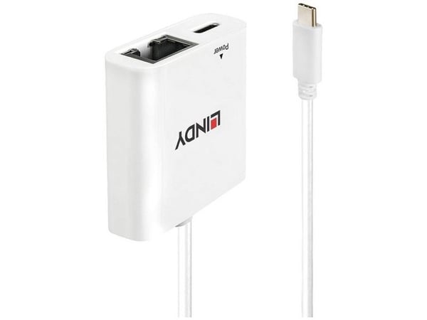 Lindy 43284 - USB-C til Ethernet-adapter - Nettverksadapter - USB-C - Gigabit Ethernet - Hvit