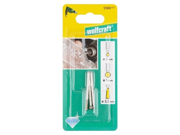 wolfcraft GmbH 5988000, Drill, Rotasjons hammer, Drill bit set, Høyrehåndsrotasjon, 3,5 mm, Keramisk, Glass, Ikke-jernholdig metall, Flis, 3 mm