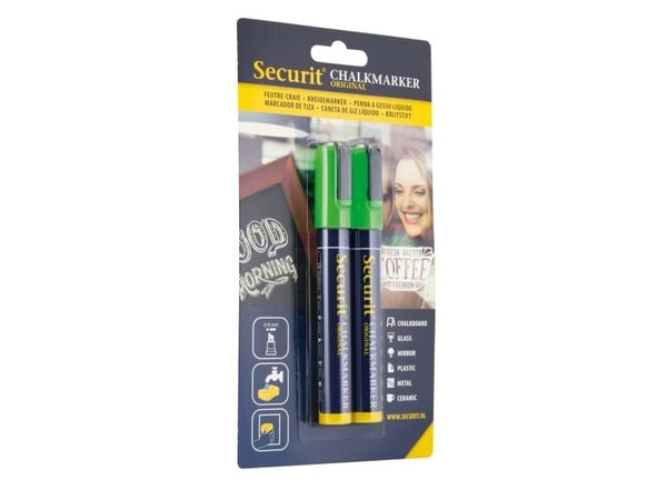 Securit® original kridtmarker sæt med to i grøn