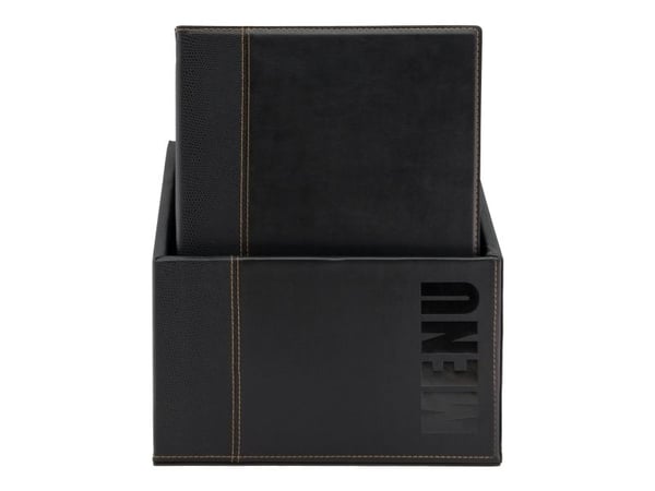 Securit MC-BOX-TRA4-BL, A4, Metall, PU lær, Svart, Matt, Lakk, Plastikk, Avrundede hjørner