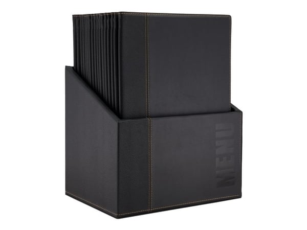 Securit MC-BOX-TRA4-BL, A4, Metall, PU lær, Svart, Matt, Lakk, Plastikk, Avrundede hjørner