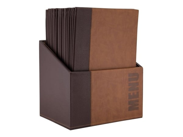 Securit MC-BOX-TRA4-LB, A4, Metall, PU lær, Brun, Matt, Lakk, Plastikk, Avrundede hjørner