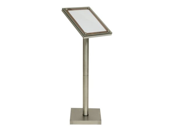 Securit MCS-A4-WAL, Informasjonsvisning, A4, Glass, Plastikk, Rustfritt stål, Tre, Valnøtt, Vertikal, 280 mm