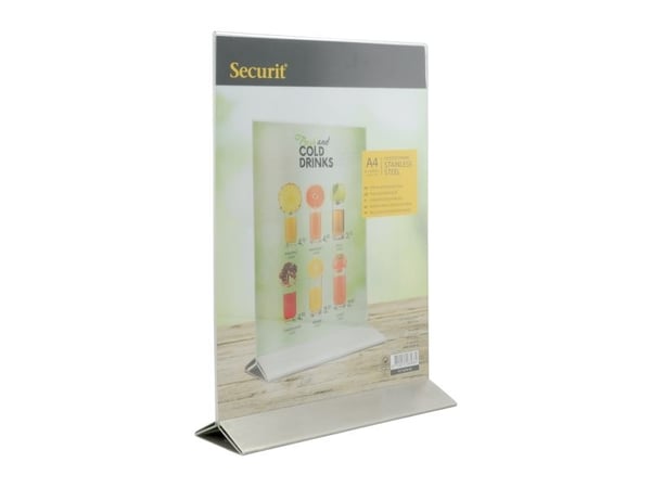 Securit® A4-displayramme med base i rustfritt stål