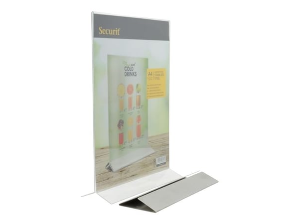 Securit® A4-displayramme med base i rustfritt stål