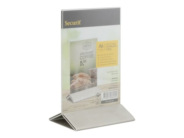 Securit® A6 display ramme i rustfrit stål