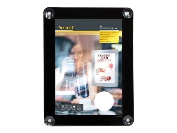 Plakat Ramme Securit A4 UV resistent Sort til vindue,stk