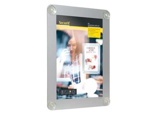 Securit® dobbeltsidet A4 vinduesdisplay ramme i grå