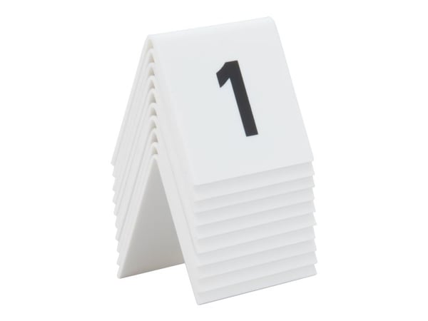 Securit® bordnumre 1-10 i hård hvid akryl