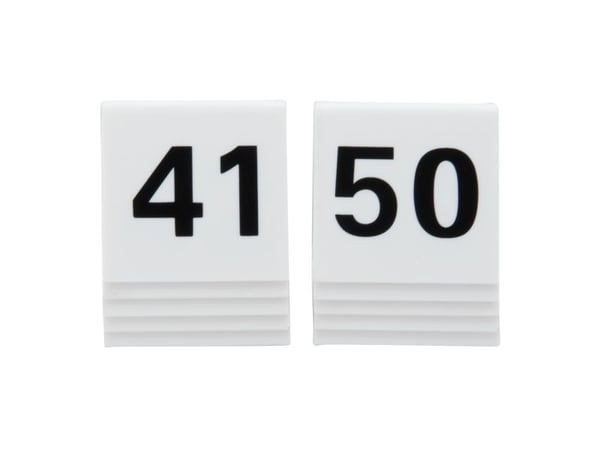 Securit® bordnumre 41-50 i hård hvid akryl