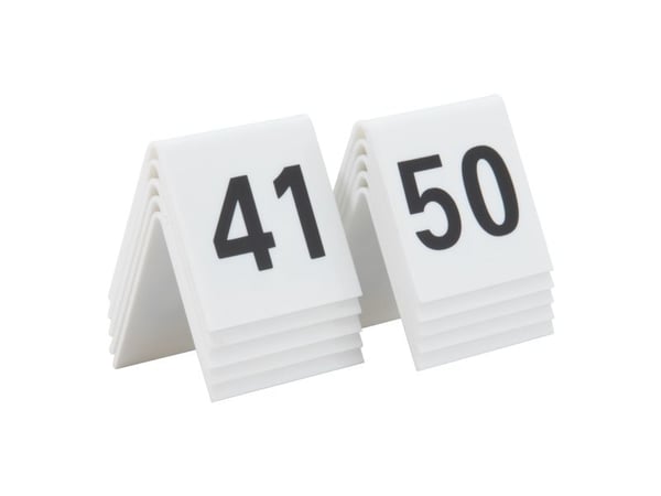 Securit® bordnumre 41-50 i hård hvid akryl