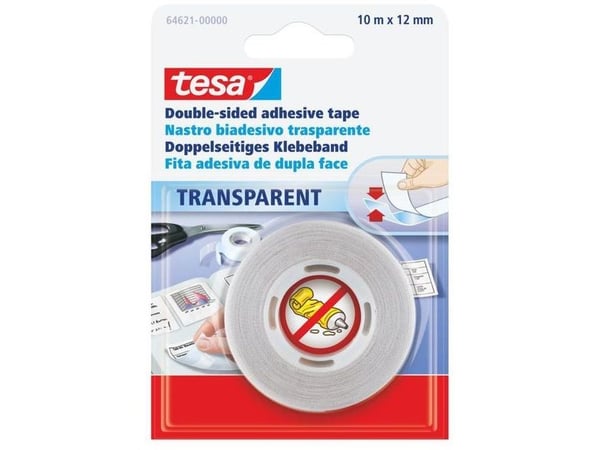 Tesa - Dobbelsidig tape - 12 mm x 10 m - polypropylen - krystallklar