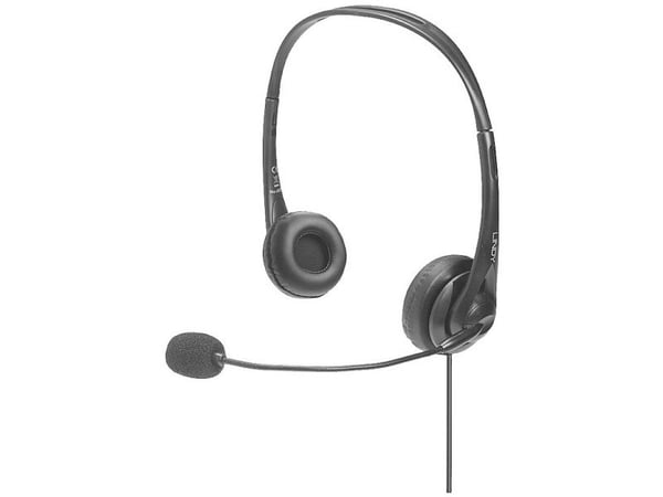 Lindy 42870, Koblet med ledninger (ikke trådløs), Samtaler/musikk, 20 - 20000 Hz, 108 g, Hodesett, Svart