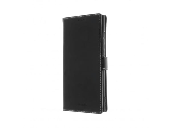 Insmat Exclusive - Lommebok for mobiltelefon - ekte skinn, termoplast-polyuretan (TPU) - svart - for Samsung Galaxy S22 Ultra