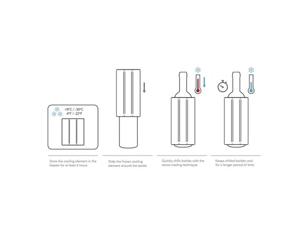 Vacu Vin Active Cooler Champagne Elegant, Glass Flaske, Vin, Rustfritt stål, Monokromatisk, 5 min, 1 stykker