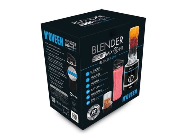 Noveen SB1000 X-LINE, bordsmixer, 0,6 L, pulsfunktion, iskrossning, 300 W, svart